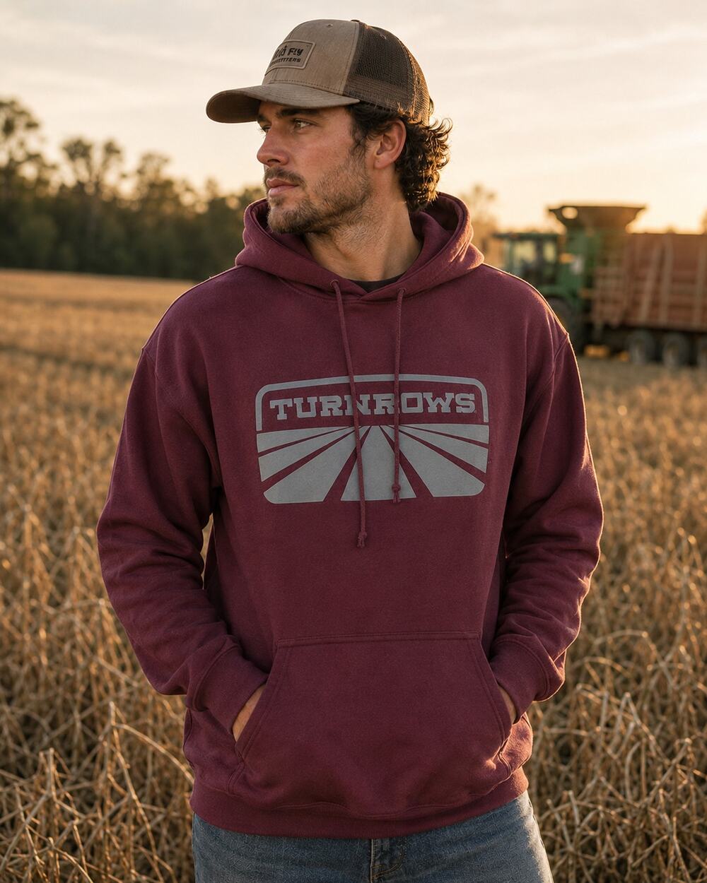 Turnrows Farming Men's Burgundy Hoodie Size XL
